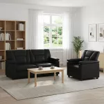 Sofa Sofos komplektas 2 vnt. Juoda Dirbtinė oda