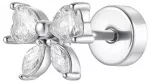 Luca Barra Single steel labret Bow with zircons PR122
