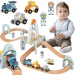 Tooky Toys Medinis traukinių rinkinys Tooky Toy, kosminė raketa