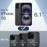 Jetech itin plonas dėklas, skirtas iphone 16 6,1 colio, pilna kameros apsauga, lengvas matinis pp kietas minimalistinis dėklas (juodas)