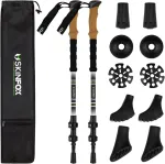 Skinfox S1 anglies žalios spalvos turistinės lazdos, trekingo lazdos, slidinėjimo lazdos, slidžių žygio lazdos, žygiai