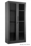 Metalinė biuro spintelė su stiklu Xd-027-b/b Unique, juoda