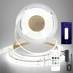Fuiqi Cob Led juosta 5 m, dienos &scaron;viesos balta 6000 K Led juosta, 24 V &scaron;viesos juosta, pritemdoma su nuotolinio valdymo pulteliu ir maitinimo &scaron;altiniu, i&scaron;manioji programėlė, Cri>90, 8 mm plotis, tinkama miegamiesiems, virtuvėms, spintelėms