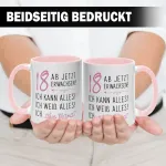 Tassenbrennerei puodelis su užra&scaron;u &bdquo;18 ab jetzt erwachsen&ldquo; &ndash; kavos puodelis kaip juokinga 18-ojo gimtadienio dovana sūnui ir dukrai (rožinis)