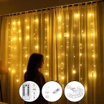 Led užuolaida 3x3m 300 diodų su nuotoliniu valdymu miegamajam ir svetainei, &scaron;ilta balta