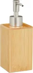Relaxdays muilo dozatorius, daugkartinis, dozatorius su pompa, bambukas ir plastikas, 200 ml, skysto muilo dozatorius, vonios kambarys, natūralus/sidabrinis, 1 vnt.