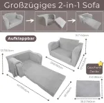 Fotelis Vaiki&scaron;ka sulankstoma sofa-lova su pledo, pilkai