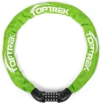 Toptrek dviračio kombinuota spyna, auk&scaron;tas saugumas su 5 skaitmenų kombinacijos kodu, 6 mm x 100 cm plieninių grandžių grandininė spyna dviračiui/motociklui/e-dviračiui/paspirtukui (žalia)