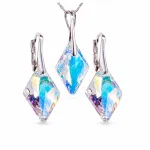 Diamond Sky Jewelry Sidabrinis papuo&scaron;alų rinkinys moterims DiamondSky &bdquo;Rhombus (Aurora Borealis)&ldquo; su Swarovski kristalais