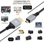 Hdmi 2.1 kabelis 0.5m, Micro Hdmi - Hdmi, 8k 60hz, 4k 120hz