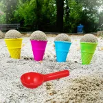 Toddmomy 6 dalių plastikinis paplūdimio žaislas su ledų vafliais smėlio formelės žaislas smėlio dėžės ledo formelė vaikams smėlio formelių rinkinys paplūdimiui lauke