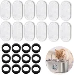 24 vnt. kačių fontano filtrų rinkinys, 12 vnt. anglies filtrų ir 12 vnt. putplasčio filtrų, filtras kačių fontanui katėms ir &scaron;unims, filtras kačių fontanui 3,2 l / 2 l naminių gyvūnėlių vandens fontanui