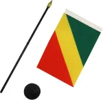 Az flag - stalo vėliava Kongo respublika - 15 x 10 cm auksinis stovas - Kongo stalo vėliava 10 x 15 cm - vėliavos