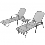 Sofa Saulės gultai, 2 vnt., su stalu, plienas, antracito spalvos