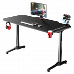 Žaidimų stalas Ultradesk Frag Gaming Desk, Juodas su juodu kilimėliu