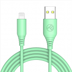 Tellur silikoninis USB-A į Lightning laidas 3 A, 1 m, žalias