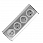 Orno Baldai, virtuvės lizdas, užsegamas Velcro, su USB pakrovėju - 3x2P + Z, 2xUSB, INOX.