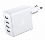Swissten Smart IC Premium kelioninis įkroviklis 4 x USB 4A / 20W su automatiniu optimalaus maitinimo įkrovimu