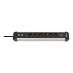 Brennenstuhl 1391030610 auk&scaron;čiausios kokybės aliuminio linija 6x 3m, 2x USB sidabrinė/juoda