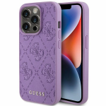 Guess Leather 4G Stamped Apple iPhone 15 Pro Max - dėklas telefonui violetinės spalvos
