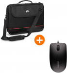 PEDEA Notebook-Tasche Trendline bis 15,6"+ CHERRY MC 1000 Maus [juodas/raudona], Wasserabweisendes Nylon, Gepolsterter Rahmen