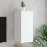 TV staliukas Sieninė TV spintelė su LED lemputėmis, balta, 30,5x35x70cm