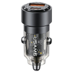 Automobilinis įkroviklis 60W Fast Charge USAMS C39 USB+USB-C juodos spalvos CC208CC01 (US-CC208)