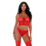 Forplay Fantasy Lingerie Ring Me Up Bustier Set L Gold Details Mesh