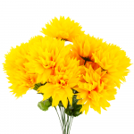 Dirbtinių chrizantemų puok&scaron;tė, 12 vnt., geltona