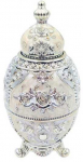 Deco Gifts Eleganti&scaron;kas balto sidabro Faberg&eacute; kiau&scaron;inis su rožėmis, atsidarantis