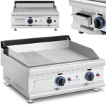 Royal Catering Dvigubas lygias, griovelis, nerūdijančio plieno dujinis grilis gamtinėms dujoms 2x 3,1 kW 0,02 baro 60 x 40 cm