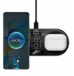Telefono belaidis įkroviklis Baseus Digital LED Ekranas 2in1 Wireless Charger 20W Juodas Universal version Include:USB For type-C 3A 1m Juodas