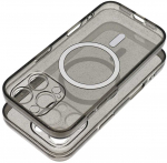 Dėklas Oem Case for iPhone 14 PRO Clear Mag Cover (STR / CAMERA PROTECTION) compatible with MagSafe juodas glitter