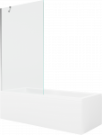 Vonia Mexen Cubik su apdaila ir stiklo sienele, 160x70 cm + 100 cm, Baltas+Chrome/Transparent