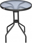 Outsunny sodo stalas apvalus balkono stalas metalinis apsauginis stiklas &Oslash;60xH70cm sodo balkonas