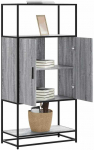 Highboard Pilka Sonoma 68x35x139 cm Mediena ir metalas