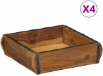 Padėklas 4 pcs Ruda 29 x 31 x 10 cm Kietas atkurtas medis