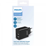 "Philips" DLP2610|12 - telefono įkroviklis 2 X USB | juoda