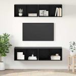 TV staliukas TV spintelių komplektas 4 pcs Juodas ąžuolas 37 x 37 x 72 cm