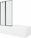 Vonia Mexen Vega su apdaila ir stiklo sienele, 180x80 cm + 100 cm, Baltas+Juodas frame