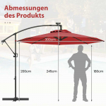 Bonideco Select Lauko skėtis 300x245cm., raudonos/juodos spalvos