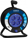 Orno Prailginimo laido ritė, 4 lizdai 2P+Z, Schuko, PVC kabelis H05VV-F 3x1,5mm&sup2;, ilgis 25m, &scaron;iluminė apsauga, srovės kelio sklendės