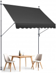 Terasos markizė 250x120 cm, i&scaron;traukiama, su rankena, juoda, sodo pavėsinė, lauko tentas