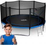 Lauko Trampolinas 435cm su apsauginiu tinklu ir kopėčiomis, didelis trampolinas sodui, apvalus trampolinas su apsauginiu tinklu, trampolinas kieme