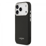 Lacoste PU Leather Champs Elysees MagSafe dėklas skirtas Apple iPhone 17 Pro juodos spalvos