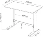 Spacetronik Pneumati&scaron;kai reguliuojamas ra&scaron;omasis stalas, 80 &times; 50 cm, baltas
