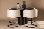 Venture Design Valgomojo stalo ir kėdžių komplektas Olivia ir Simrishamn 110 cm juoda smėlio spalvos MDF audinys plienas