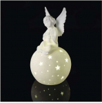 Emos LED keramikinis angelas 29 cm / 2xAA / naudoti patalpose / &scaron;ilta balta &scaron;viesa