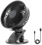 6W stalinis ventiliatorius su baterija VIENTO CLIP, juodas, 3 greičių