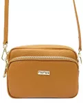 Moteri&scaron;ka odinė rankinė MiaMore 01-062, auksinė, ruda (camel)